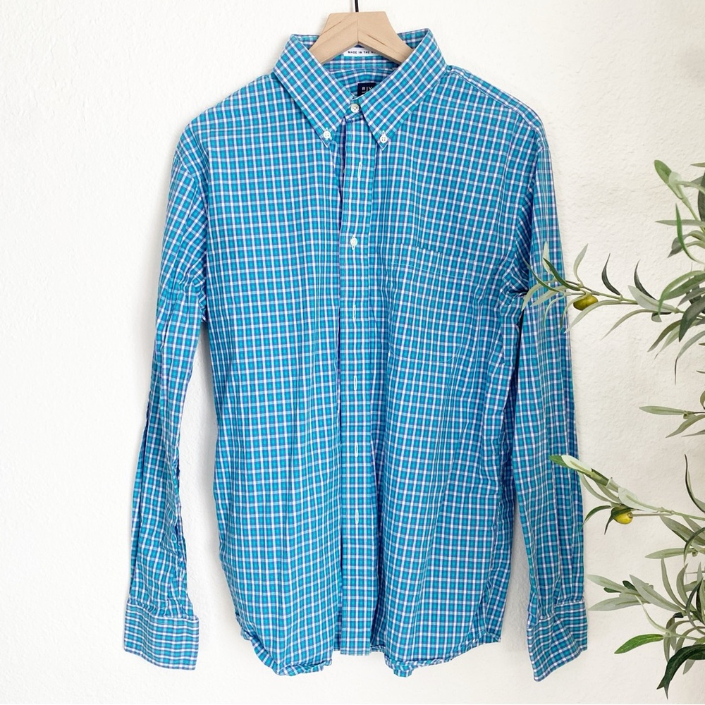 RVCA Blue Checkered Long Sleeve Button Down Shirt Large